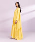 Women's Pret Cotton Solid Yellow Tier Dress